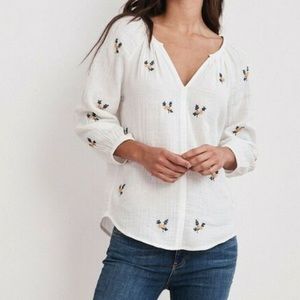 Velvet by Graham & Spencer Selma Fleur Embroidered Top